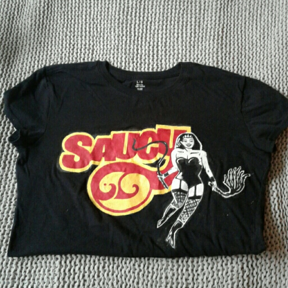 "saucy" hand painted tshirt